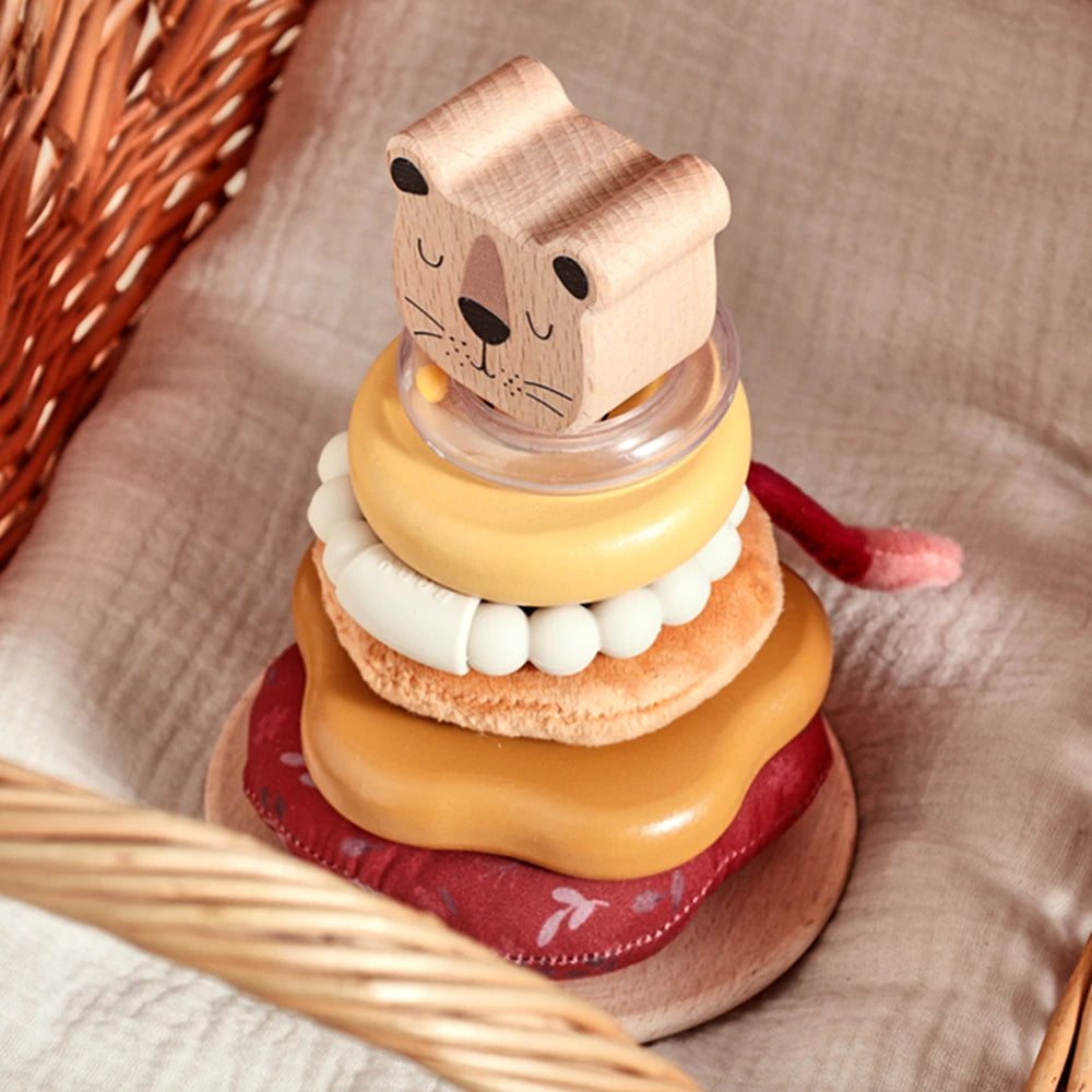 Wooden Stacking Tower With Animals - Montessori Grow