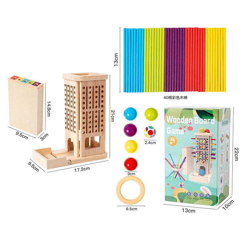 Wooden Stick Pulling Game – Balance and Coordination Wooden Toy (3 in 1) - Montessori Grow