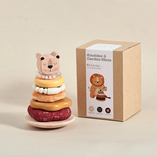 Wooden Stacking Tower With Animals - Montessori Grow