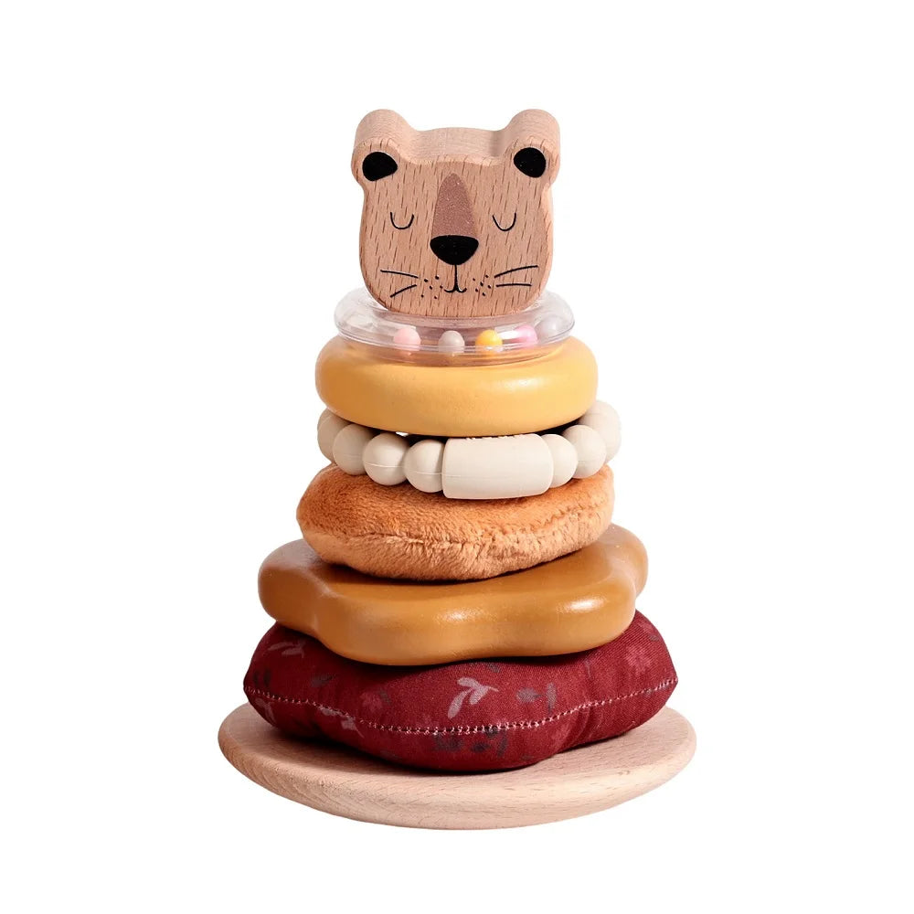 Wooden Stacking Tower With Animals - Montessori Grow