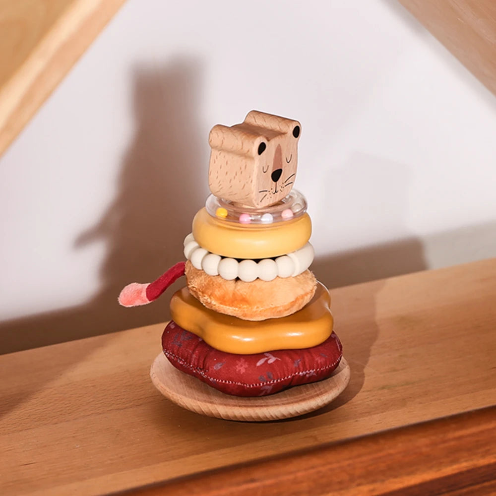 Wooden Stacking Tower With Animals - Montessori Grow