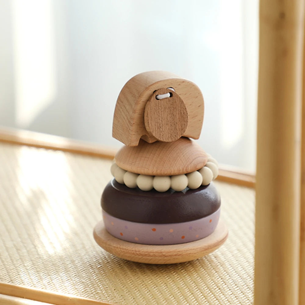 Wooden Stacking Tower With Animals - Montessori Grow