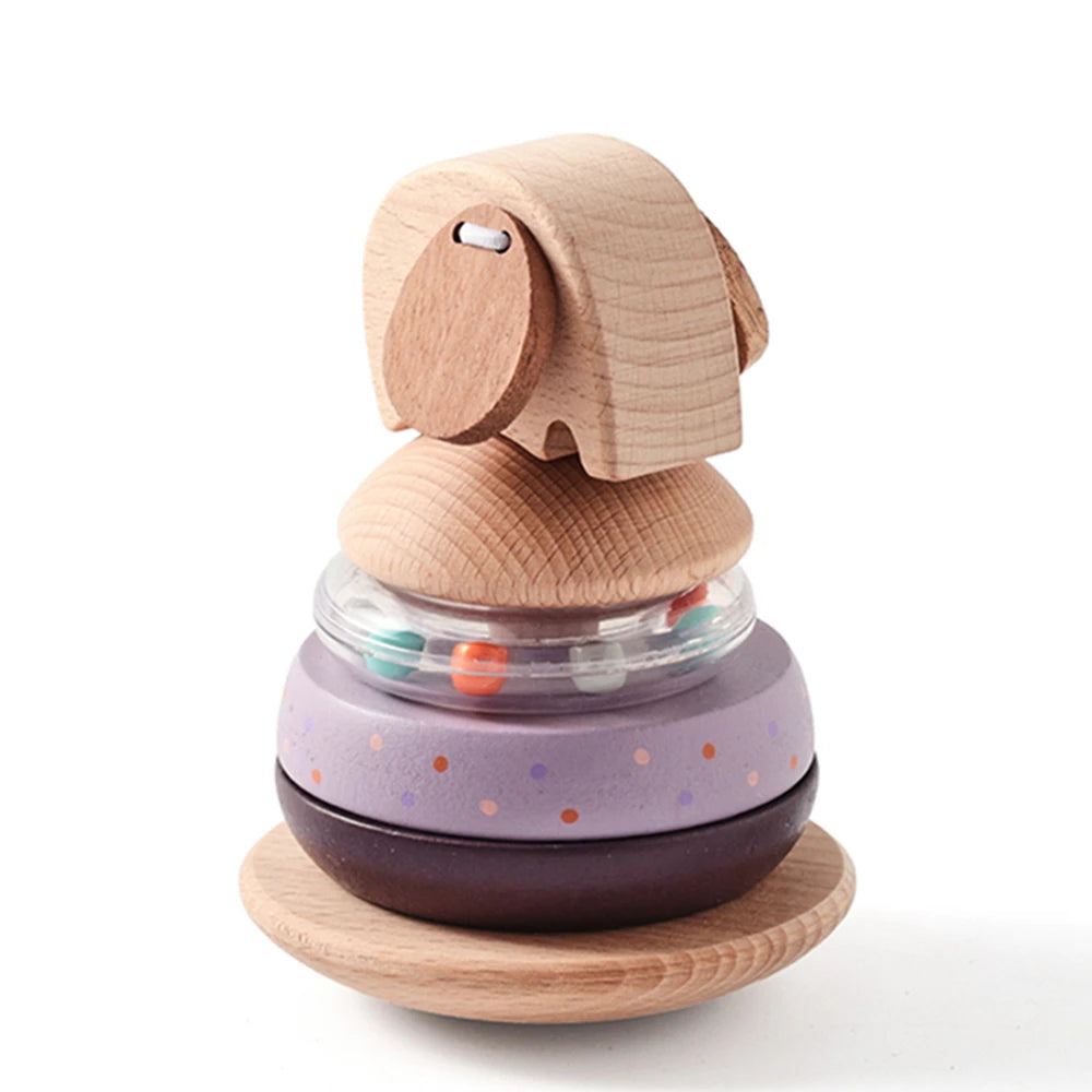 Wooden Stacking Tower With Animals - Montessori Grow
