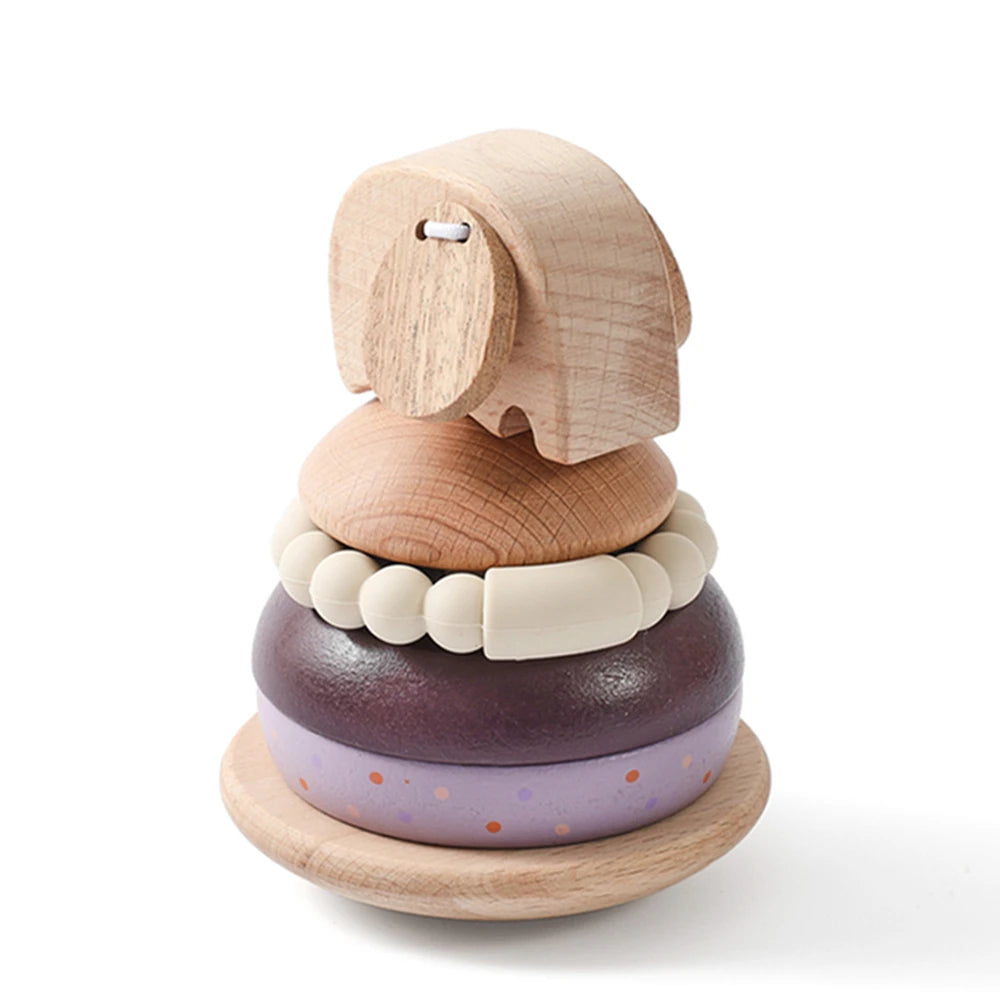 Wooden Stacking Tower With Animals - Montessori Grow